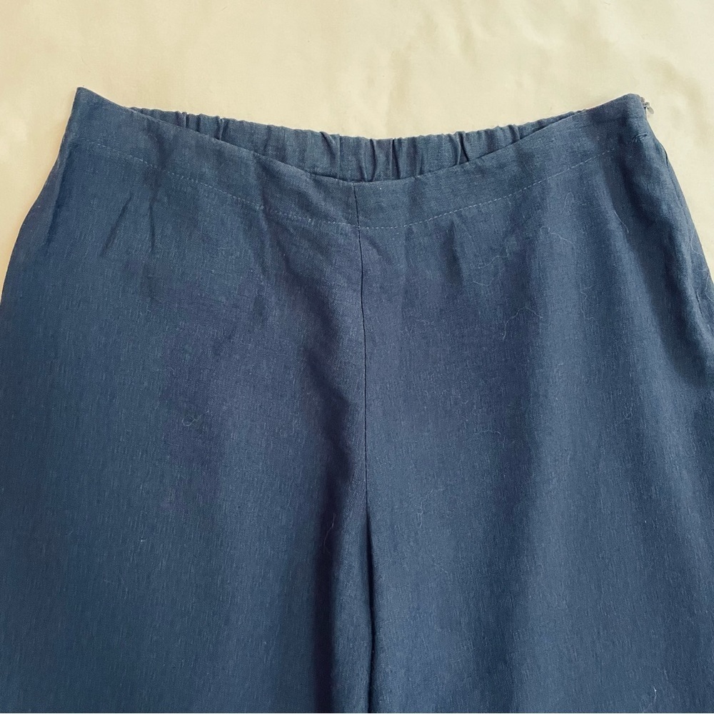 Eva Tralala Viscose Blue Crop Pants Made in France Size L - Picture 4 of 9